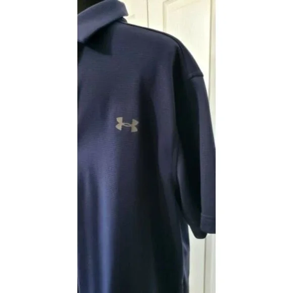 Under Armour Polo Golf Shirt Blue Heat Gear Loose Wicking Mens XL EUC - Picture 2 of 5